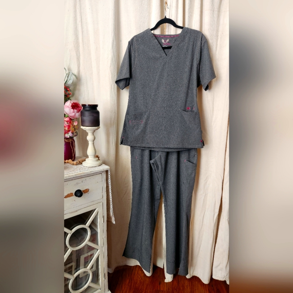 Smitten Scrub Set Heather Gray Size Large